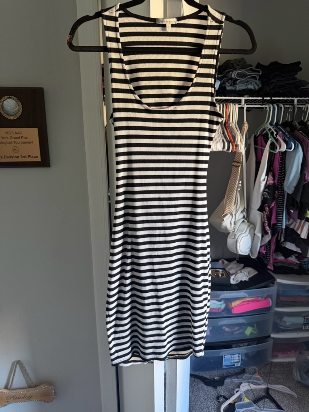 Charlotte Russe Black & White Striped Midi Tank Dress